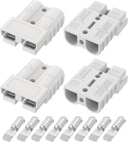 موصل أندرسون 350 أمبير 600 فولت توصيل/فصل سريع للبطارية لكابلات 2/0-4/0 AWG، قابس أندرسون للونش، المقطورة، RV، رافعة شوكية (أحمر، 4 قطع) in Kuwait