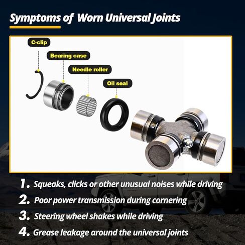 U Joint Universal Joints Replacement fits Ram 2500 6.4L 4WD 2014 2016 2017 2018, Rear Shaft All Joints, Replace# 68003521AB, 1PCS in Saudi Arabia