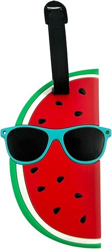Fun Silicone Luggage Tag Cute Cartoon Fruit Wearing Sunglasses Suitcase Bag Tags Unique Travel Accessory for Summer Vacation (Banana) in Saudi Arabia