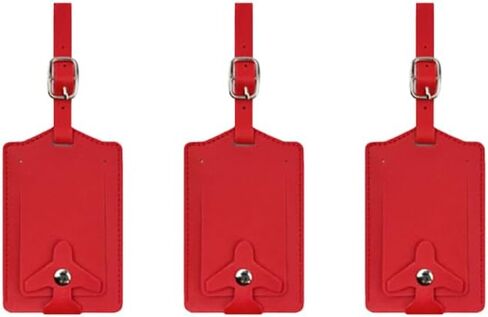 3 Pieces - Men's/Women's Leather Luggage Tags - Privacy Protection, Essential Travel Accessories (red) in Saudi Arabia