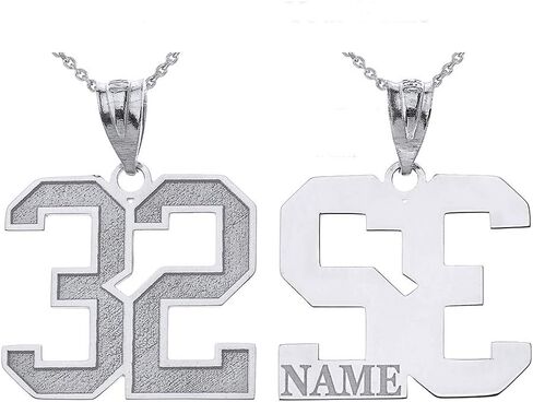 Claddagh Gold .925 فضة استرليني جيرسي رياضي قابل للتخصيص رقم الحظ وقلادة الاسم مع نقش شخصي - اختيار الطول in Saudi Arabia