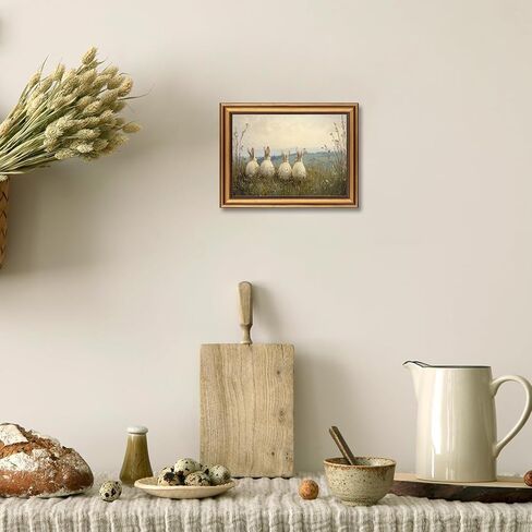 Vintage Gold Framed 3D Textured Wall Art Easter Four Rabbits In Meadow Oil Painting Wall Decor Picture Spring Cottagecore Nature Bunny Landscape Poster Print for Gallery Home Decoration 9x11in in Saudi Arabia