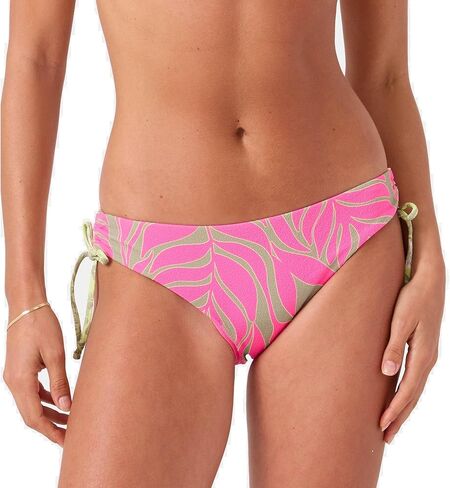 سروال بيكيني نسائي من Roxy برباط جانبي - ملابس سباحة مطاطية، عامل حماية من أشعة الشمس +50، سروال سباحة سريع الجفاف، مجموعة وردية، مقاس X-Small in Saudi Arabia