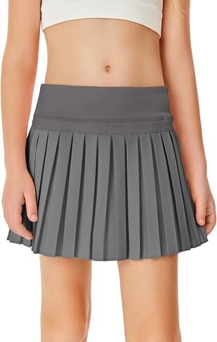 Haloumoning Girls Pleated Skirts with Shorts Athletic Tennis Skorts Sport Performance Skirt with Pockets 4-14 Years in Saudi Arabia