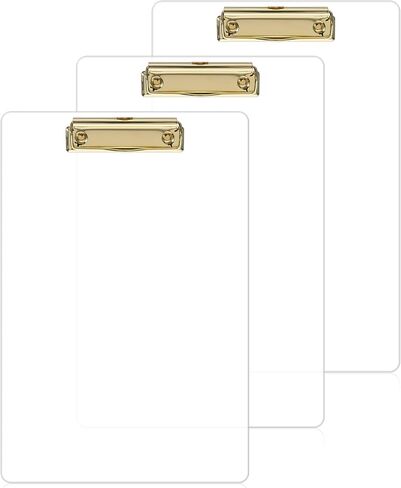 3 Pcs Thick Clipboards Clear Clipboard Acrylic Clipboard with Gold Clip Stylish A4 Size Clipboards for Office, School, and Home Use in Saudi Arabia