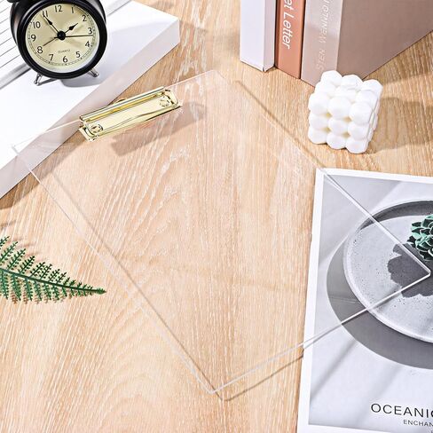 3 Pcs Thick Clipboards Clear Clipboard Acrylic Clipboard with Gold Clip Stylish A4 Size Clipboards for Office, School, and Home Use in Saudi Arabia
