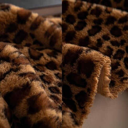 Plush Leopard Print Sofa Cover Couch Cover, Warm and Soft Faux Fur Couch Protector for Fall Winter, Washable Fuzzy Couch Slipcover, Pet-Friendly, Fits 2/3-Seater (71″x134″) in Saudi Arabia
