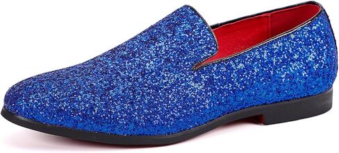 Santimon Mens Glitter Loafers Slip-On Dress Shoes – Sparkly Tuxedo & Suit Shoes for Weddings, Parties, and Formal Events in Saudi Arabia