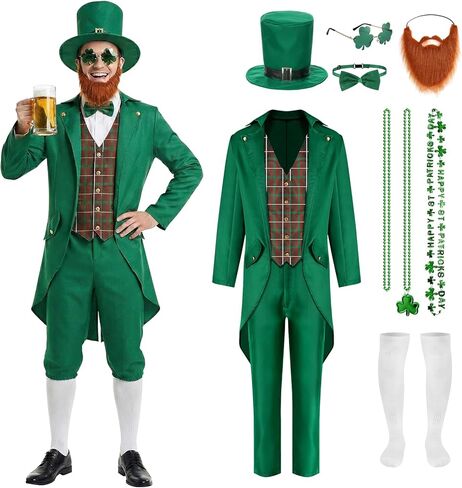 St Patrick's Day Costume Set Adult Men with St Patrick's Day Accessories for St Patrick's Day in Kuwait