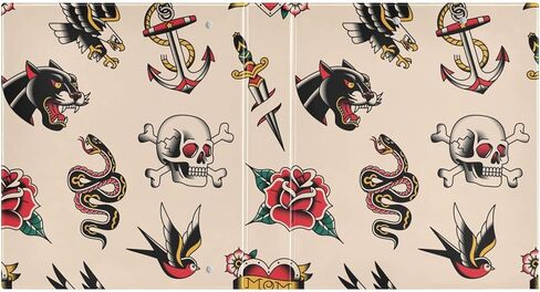 Vintage Tattoo 3 Ring Binder 1.5 Inch Round Ring Binder Organizer with Clear View Pocket for Office Supplies-1Pack in Saudi Arabia