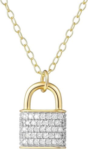 قلادة Amazon Essentials 1/10 CT TW Diamond Lock من الفضة الإسترليني المطلية (مجموعة أمازون سابقًا) in Saudi Arabia
