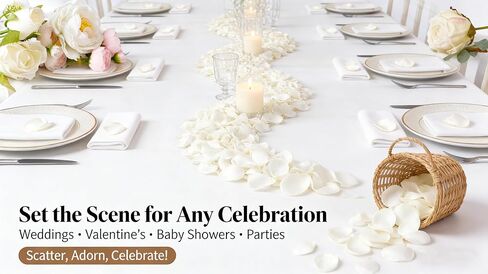 400PCS Real Touch Silk Rose Petals White Premium Fake Silk Flower Petals for Wedding Aisle, Valentine's Day Romantic Night Decor, Table Centerpieces Decor Reusable Fade Resistant in Saudi Arabia