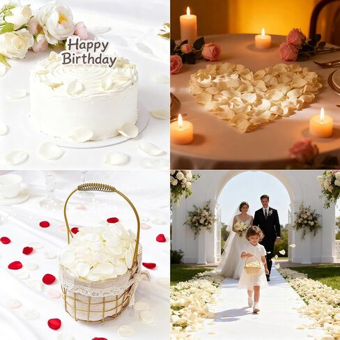 400PCS Real Touch Silk Rose Petals White Premium Fake Silk Flower Petals for Wedding Aisle, Valentine's Day Romantic Night Decor, Table Centerpieces Decor Reusable Fade Resistant in Saudi Arabia