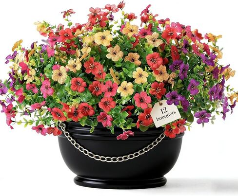 Artificial Flowers for Indoor & Outdoor Decoration - 12 Bundles Faux Daisies with Eucalyptus Leaves Fake Greenery for Garden, Home, Porch, Patio, Boxwood in Saudi Arabia