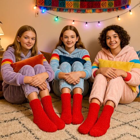 Geyoga 24 Pairs Women Fuzzy Socks Mink Velvet Fluffy Slipper No-Shedding Socks Soft Sleeping Winter Sock Women Gift in Saudi Arabia
