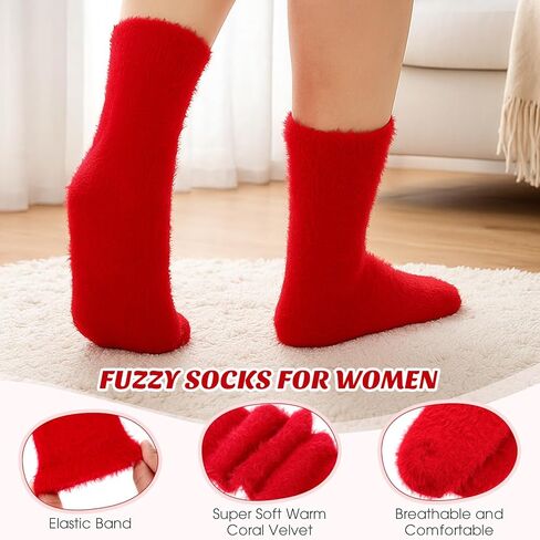 Geyoga 24 Pairs Women Fuzzy Socks Mink Velvet Fluffy Slipper No-Shedding Socks Soft Sleeping Winter Sock Women Gift in Saudi Arabia