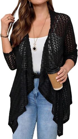 Eytino Plus Size Cardigan for Women Lightweight Half Sleeve Summer Loose Kimono Cardigan Beach Cover Ups(1X-5X) in Saudi Arabia