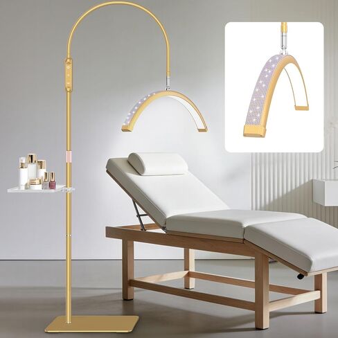 Bling Lash Light for Eyelash Tech, Flexible Neck Led Half Moon Light Floor Lamp for Eyelash Extensions/Tattoo Artists/Estheticians, Sparkly Lash Lights, with Stand Tray, Crystal Diamond in Saudi Arabia