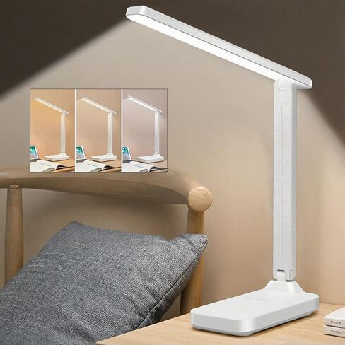 Rechargeable Desk Lamp, Small Desk Light with 3 Color Temperatures & Stepless Dimming, Battery Powered Table Lamp for Home Office, Eye-Caring Study Lamp with USB-C Charging Port (FOLD-699ADUAL) in Saudi Arabia