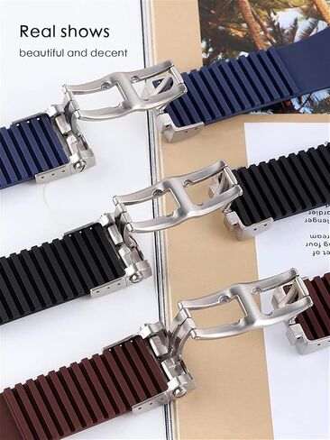 RWCCCRWS Waterproof Rubber Watch Band For Ulysse-Nardin MARINE Watchstrap Man Sport Watchband Bracelet, 25*12mm, Black rgold set in Saudi Arabia