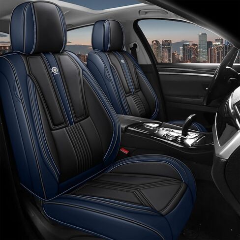 Car Seat Covers Full Set for Hyundai Sonata 2010-2025, Nappa Leather Seat Cover Full Coverage Waterproof Seat Protectors (Black&Blue,5 Seats Standard) in Kuwait