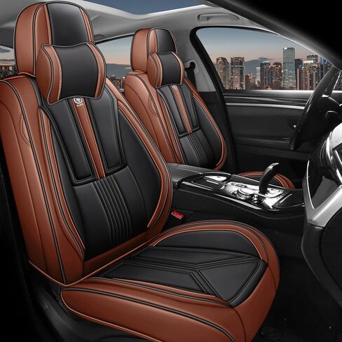 Car Seat Covers Fit for Kia Sorento 2007-2025, Nappa Leather Seat Cover Full Set Waterproof Full Coverage Seat Protector Cushion (Black&Brown,5 Seats Luxury) in Saudi Arabia