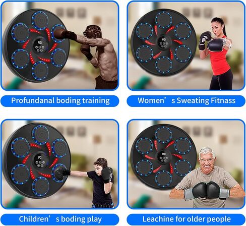 آلة ملاكمة موسيقية، وسادة ملاكمة ذكية تعمل بتقنية البلوتوث مع قفازات، باللون الأسود للبالغين، معدات ملاكمة إلكترونية للمنزل والداخل وصالة الألعاب الرياضية in Kuwait