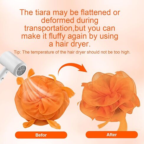 قبعة فاسيناتور على شكل زهرة، قبعات ساحرة للنساء لحفلات الشاي، إكسسوارات حفلات الشاي للنساء، أشرطة ريش عتيقة على عصابة رأس ومشبك، أغطية رأس نسائية للمهرجانات باللون البرتقالي in Kuwait