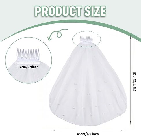 Short Wedding Veil Pearl Bridal Veil with Comb Women's White Vails for Bachelorette Party, Bridal Shower, Wedding in Saudi Arabia