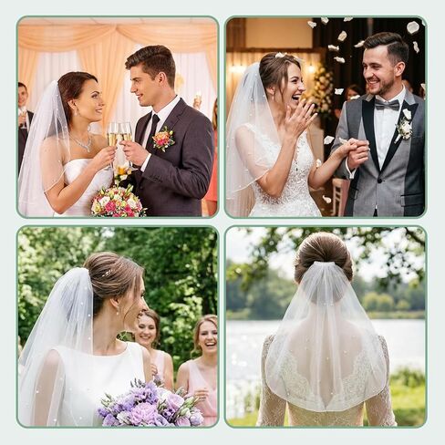 Short Wedding Veil Pearl Bridal Veil with Comb Women's White Vails for Bachelorette Party, Bridal Shower, Wedding in Saudi Arabia