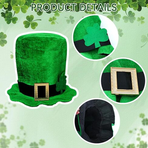 St. Patrick'S Day Party Costume Leprechauns Costume Hat With Shamrock Faux Beard Tie Bow Tie, Green in Saudi Arabia