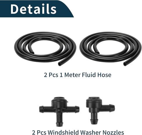 Windshield Washer Nozzle for Volvo C30 2008-2013 No.31391513/9178897 Front Black with 2 Pcs 1 Meter Fluid Hose 1 Set in Saudi Arabia
