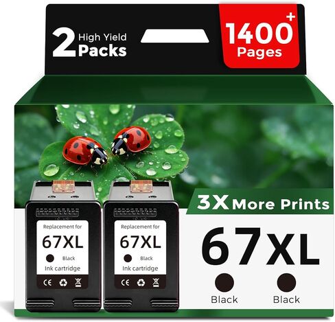 67XL خراطيش الحبر الأسود بديلة لـ HP 67 XL HP67 HP67XL (2 حزمة) لـ DeskJet 2700 2700e 4100 6400 4155e 2755e 6000 2855e 2827e 2752e 4100e 6458 6455e 4152 6055e طابعة 6052e 4152e 2742e 6400e in Kuwait