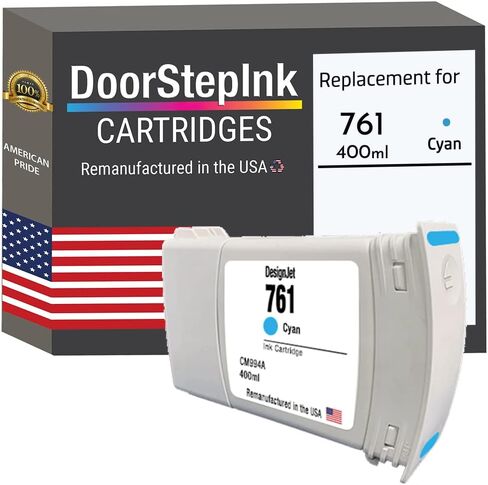 DoorStepInk 761 Cyan 130ml Remanufactured Ink Cartridge Replacement for HP 761 (CM994A) — Compatible with DesignJet T7100/T7200 — Standard Yield 1-Pack in Saudi Arabia