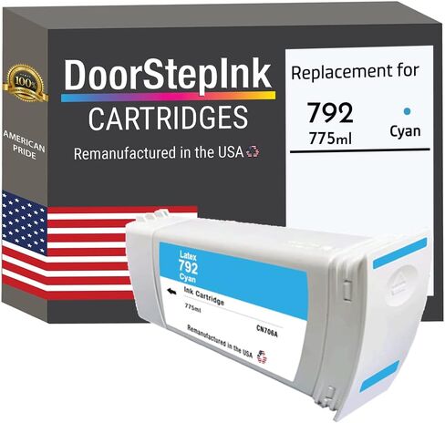 خرطوشة حبر معاد تصنيعها باللون السماوي من DoorStepInk 792 لـ HP 792 (CN706A) - متوافقة مع اللاتكس 210/260/280/DesigJet L26100/L26500/L28500 - عبوة واحدة ذات إنتاجية قياسية in Saudi Arabia