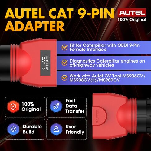 Autel Original MaxiSYS CV CAT 9-PIN Adapter, 9-Pin Off-Highway Vehicle Adapter for Caterpillar Engines, Compatible with Autel Scanner MaxiSYS CV MS908CV, MS908CV II, MS909CV, MS906CV and VCI in Saudi Arabia