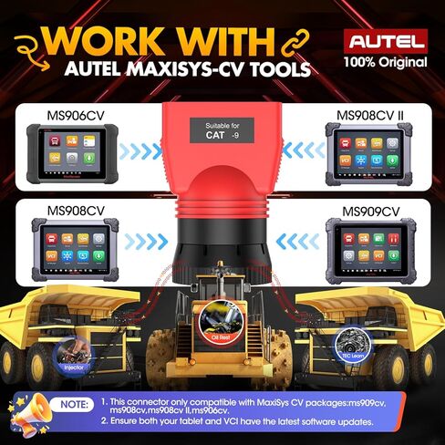 Autel Original MaxiSYS CV CAT 9-PIN Adapter, 9-Pin Off-Highway Vehicle Adapter for Caterpillar Engines, Compatible with Autel Scanner MaxiSYS CV MS908CV, MS908CV II, MS909CV, MS906CV and VCI in Saudi Arabia