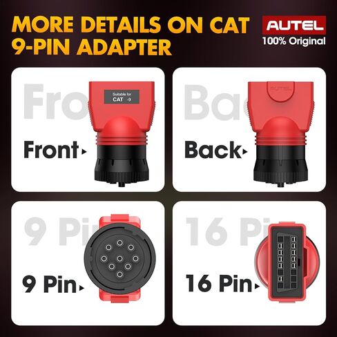 Autel Original MaxiSYS CV CAT 9-PIN Adapter, 9-Pin Off-Highway Vehicle Adapter for Caterpillar Engines, Compatible with Autel Scanner MaxiSYS CV MS908CV, MS908CV II, MS909CV, MS906CV and VCI in Saudi Arabia