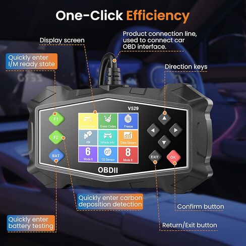 أداة تشخيص الماسح الضوئي OBD2، قارئ الرمز لفحص ضوء المحرك مع اختبار البطارية، نظام EVAP (الوضع 8)، مستشعر O2 وجاهزية I/M، ماسح ضوئي لأعطال محرك السيارات لجميع سيارات بروتوكول OBDII in Saudi Arabia