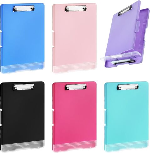 6 Pcs Plastic Clipboard with Storage, A4 Colorful Waterproof Clipboards with Pen Holder, Heavy Duty Nursing Clipboard Folder, Side-Opening Nursing Clip Board for Office, Nurses (Multicolor) in Saudi Arabia