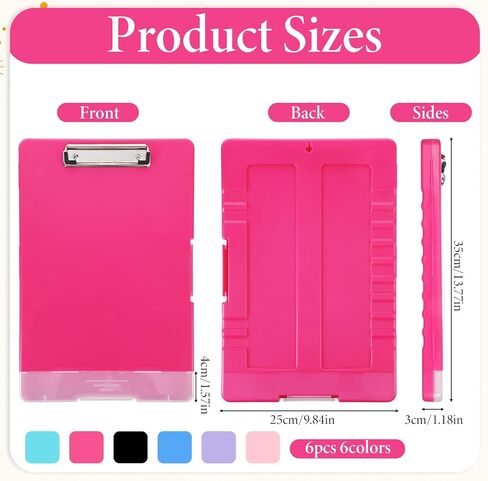 6 Pcs Plastic Clipboard with Storage, A4 Colorful Waterproof Clipboards with Pen Holder, Heavy Duty Nursing Clipboard Folder, Side-Opening Nursing Clip Board for Office, Nurses (Multicolor) in Saudi Arabia