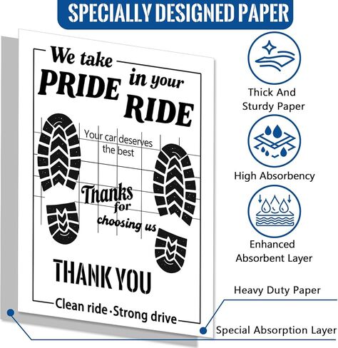Cyrico 100 Pcs Paper Floor Mats for Cars, Disposable Waterproof Kraft Paper Automotive Carpet Protectors, Temporary Vehicle Floor Covers for Car Detailing Stuff, Dealership, 16 x 20 Inch, White in Saudi Arabia