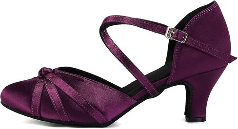 Women Ballroom Dance Shoes Closed Toe Ankle Strap Latin Salsa Performance Dancing Shoes Low Heel in Saudi Arabia