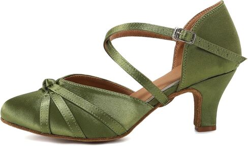 Women Ballroom Dance Shoes Closed Toe Ankle Strap Latin Salsa Performance Dancing Shoes Low Heel in Saudi Arabia