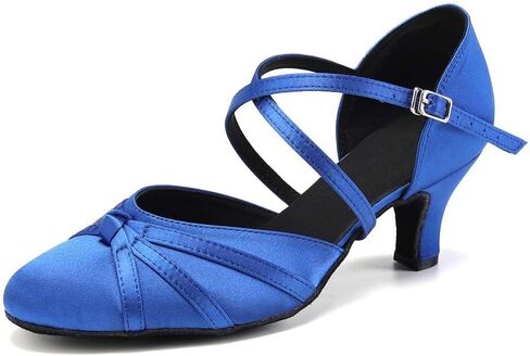 Women Ballroom Dance Shoes Closed Toe Ankle Strap Latin Salsa Performance Dancing Shoes Low Heel in Saudi Arabia