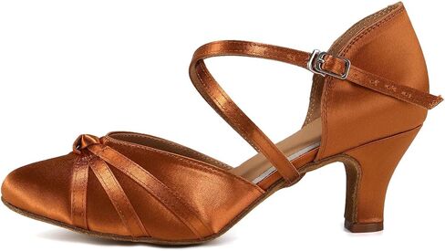 Women Ballroom Dance Shoes Closed Toe Ankle Strap Latin Salsa Performance Dancing Shoes Low Heel in Saudi Arabia