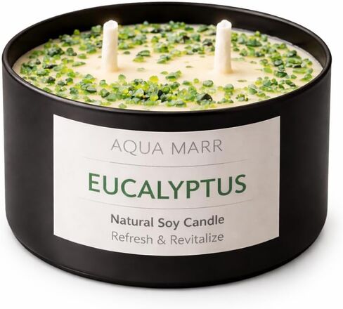 Aqua MARR Handcrafted Lavender Soy Wax Candle, 8 oz, Black Metallic Container with Dried Flowers. in Saudi Arabia