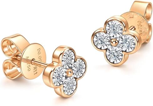 CHOW SANG SANG 18K White & Rose Solid Gold Daily Luxe Four-Leaf Clover, Diamond Stud Earring for Women 94342E in Saudi Arabia