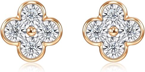 CHOW SANG SANG 18K White & Rose Solid Gold Daily Luxe Four-Leaf Clover, Diamond Stud Earring for Women 94342E in Saudi Arabia