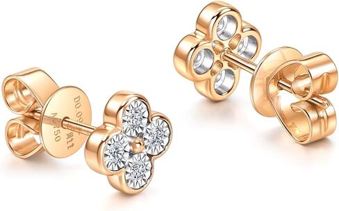 CHOW SANG SANG 18K White & Rose Solid Gold Daily Luxe Four-Leaf Clover, Diamond Stud Earring for Women 94342E in Saudi Arabia
